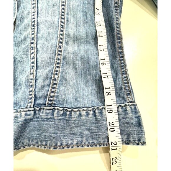 GAP Y2K 90's Jacket Women's Size Medium‎ Button Up Medium Wash Blue Denim Jean - Picture 8 of 11
